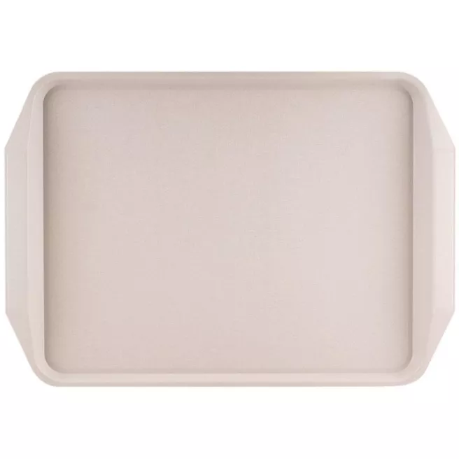 Ecru white ABS serving tray with handle